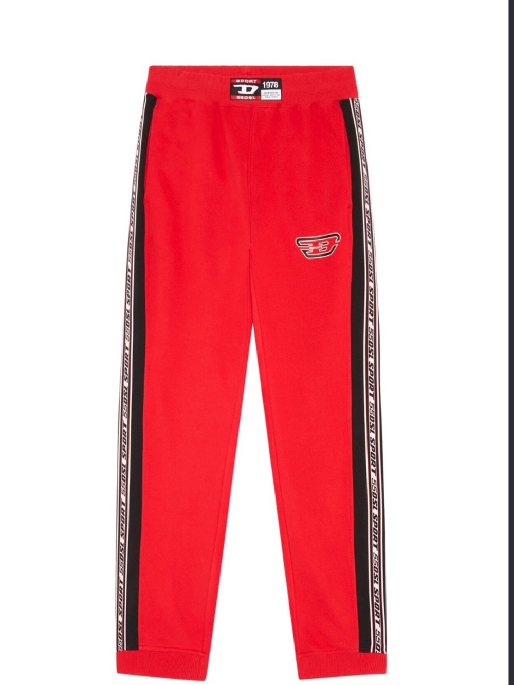 Diesel Red Sweatpants with Black Side Panels